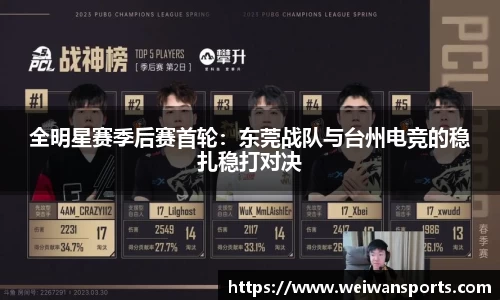 全明星赛季后赛首轮：东莞战队与台州电竞的稳扎稳打对决